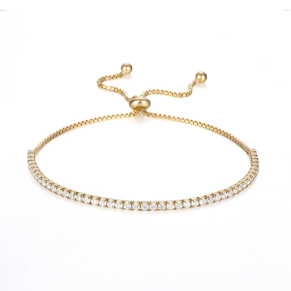 

fashion jewelry 925 sterling silver tennis bracelet row drill full diamond 2MM zircon gold plated bracelets for women