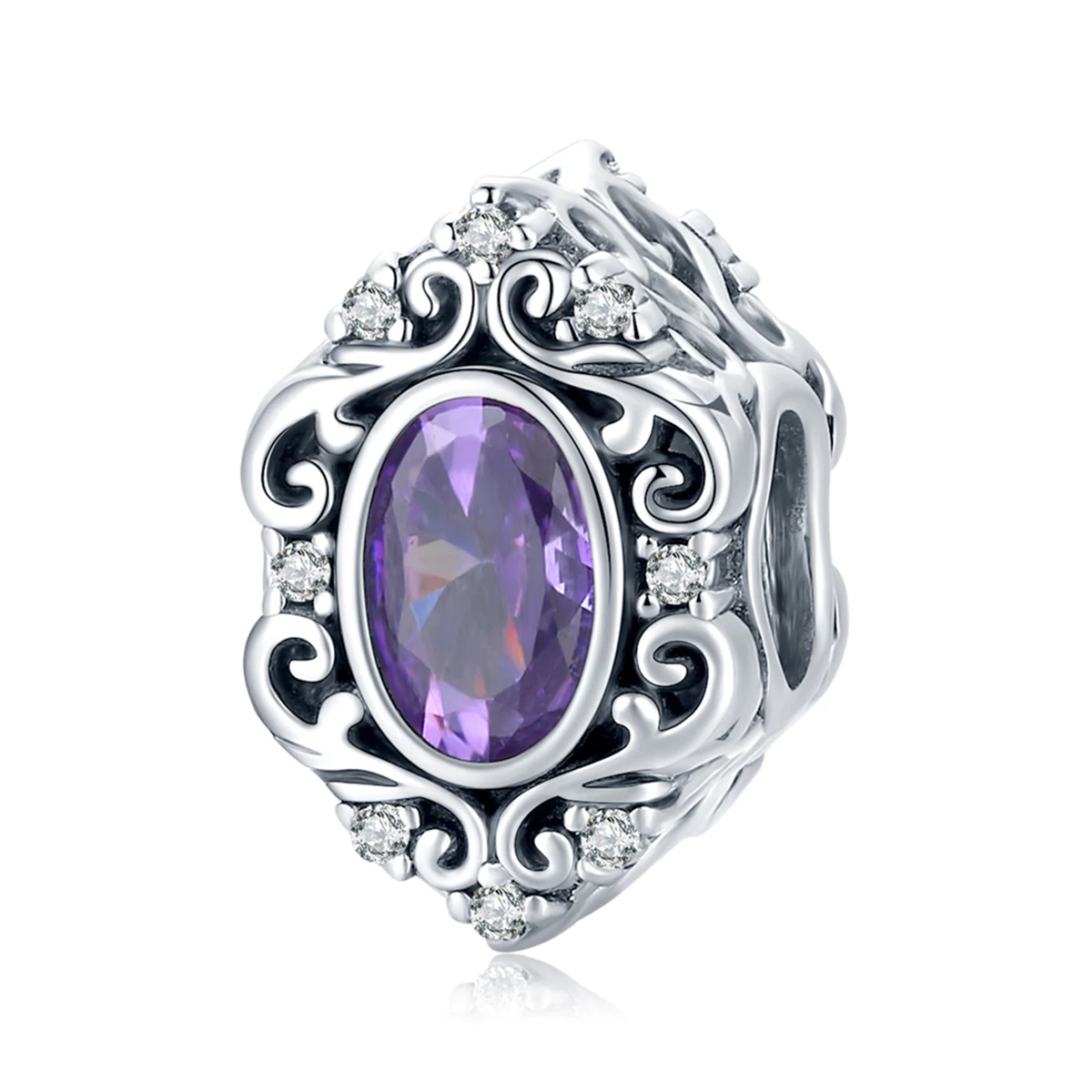 

Wholesale diy bracelet charms 925 sterling silver purple zircon vintage charm