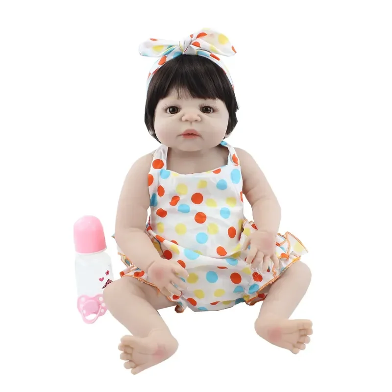 

22" Full Silicone Body Reborn Doll Lifelike Newborn Baby Girl Dress Up Toy