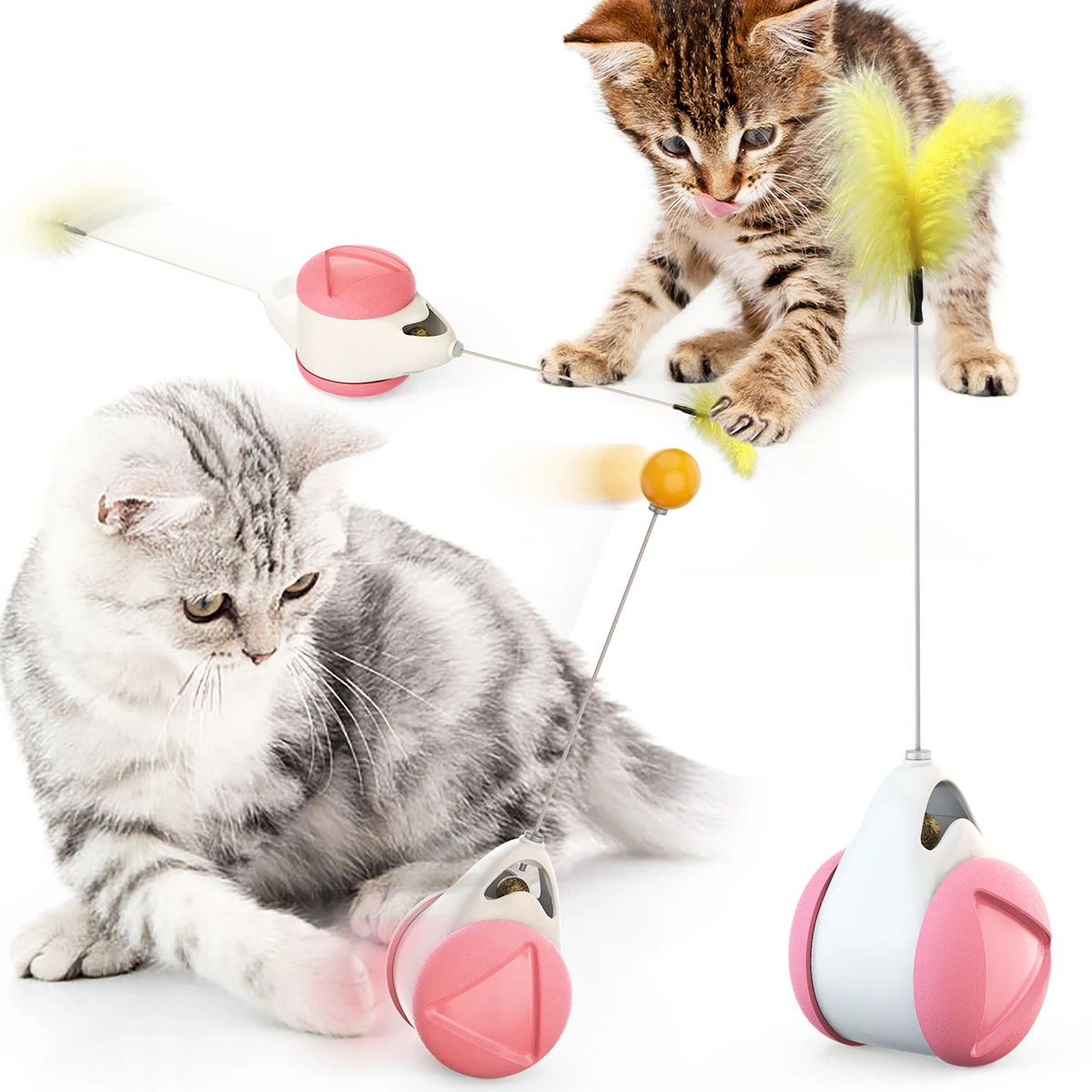 

Hot Sale Tumbler Swing Toys For Cats Kitten Interactive Balance Car Cat Chasing Toy With Catnip Funny Pet Products, Picture showed
