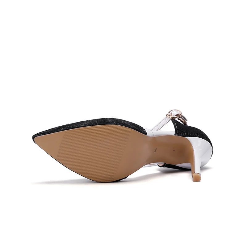 New Pointy Toe Denim Patchwork Ladies Thin Heel Pumps