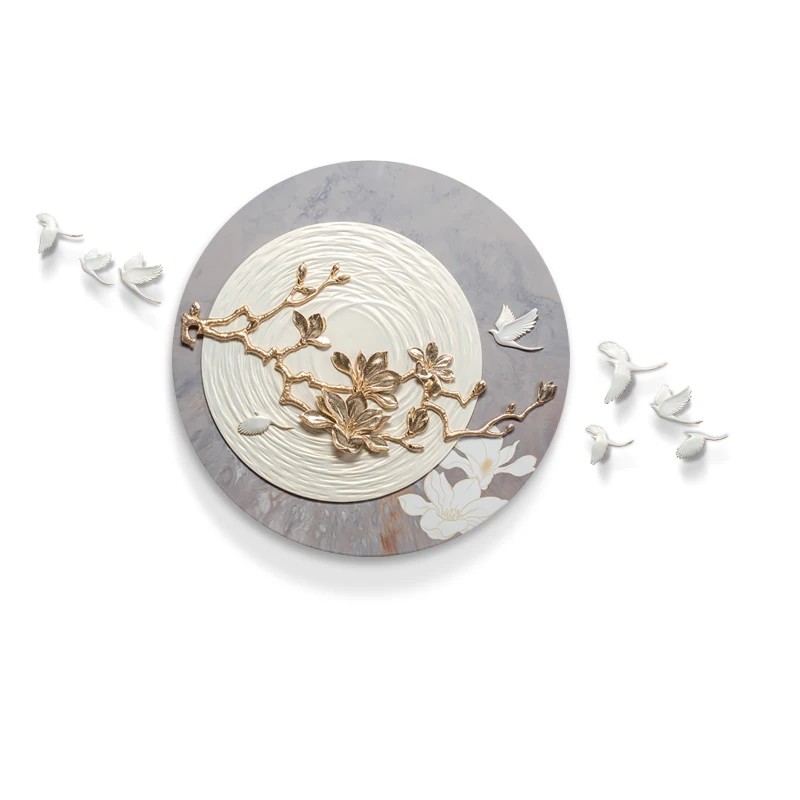 

Luxury Resin Wall Art Decor Bedroom Flowers Bird Design Accessories Wall Decoration For Living Room, Picture shows