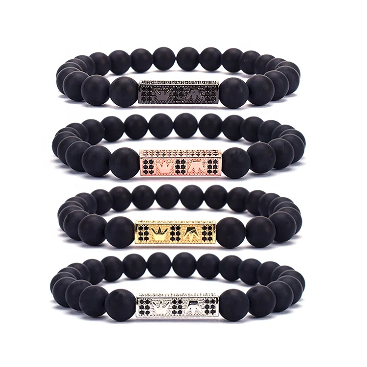 

Natural Stone Bracelets 2020 Hot Black and White Stone Bracelet Wholesale Handmade Beads Bracelets for Women, Silver color/gold color/rose gold color/black color