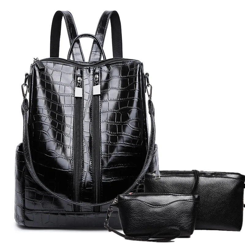 

Fashion Backpack waterproof ladies Backpack Sets 3 Pcs leather backpack women