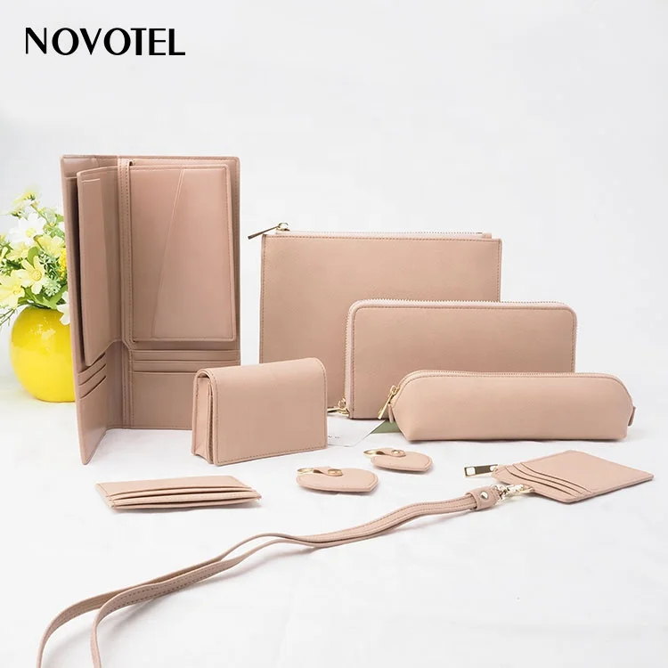 

High quality RFID saffiano leather long style leather passport holder set with insert passport cover, Pink or customized color