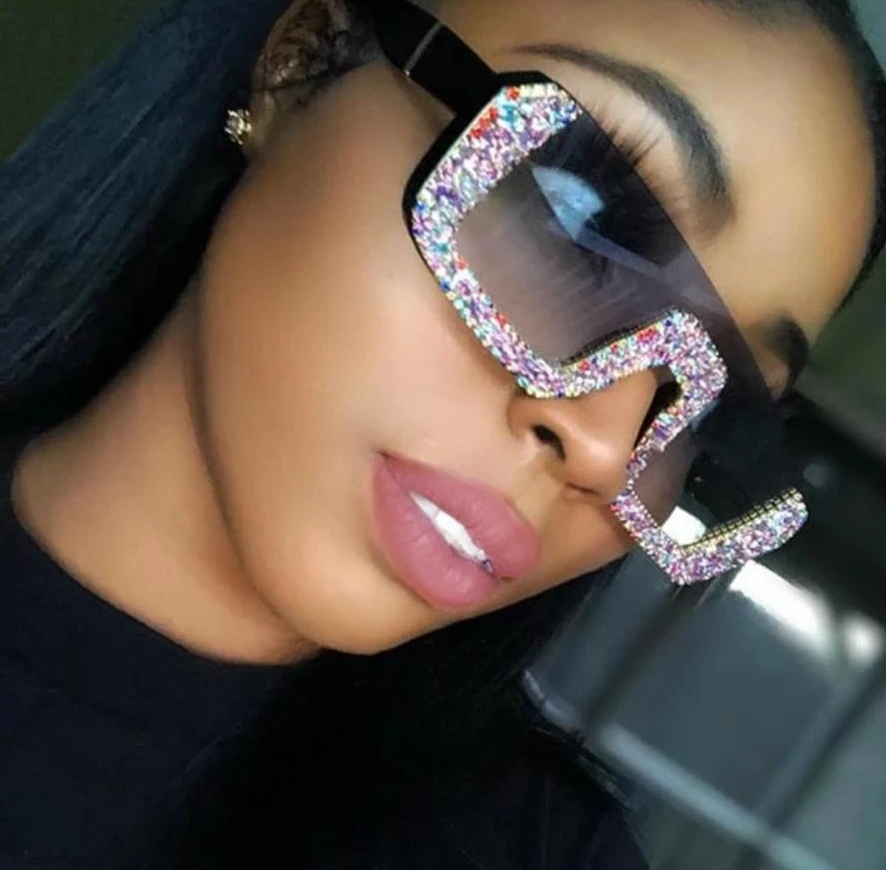 

OCY81609 Half Frame Diamond Trendy Women Colorful Sunglasses