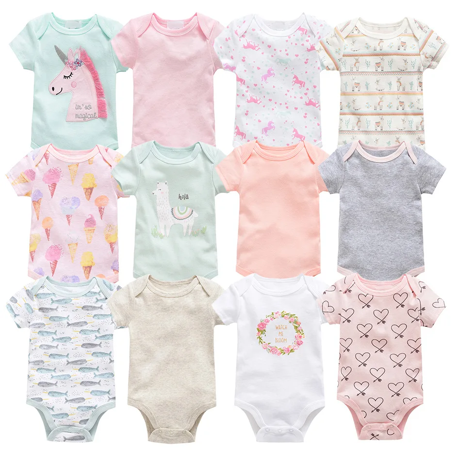 

Wholesale Factory Price Six sets of new summer cartoon girl onesie baby rompers