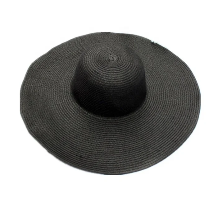 

Wholesale Outdoor Foldable Pure Color Large Brim Sun Strawhat, As picture shown