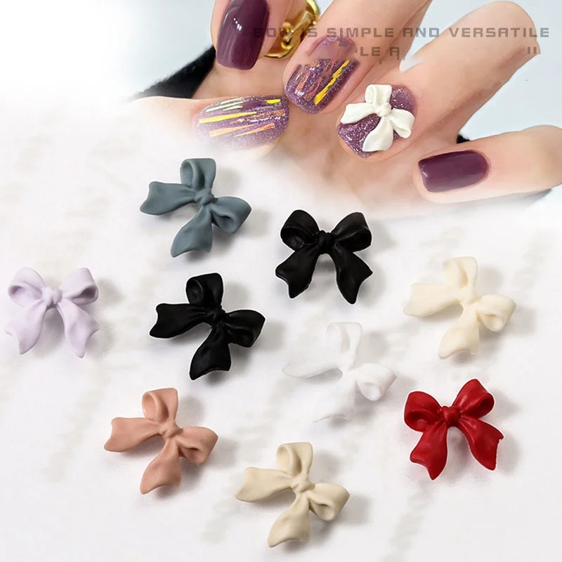 

Paso Sico 8 Colors Summer Resin Butterfly Bow 3D Nail Art Decoration Nail Charms for Finger Nails Diamond Accessories