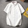 Wholesale top brand names casual style no iron button down cotton polyester summer men short sleeve shirts
