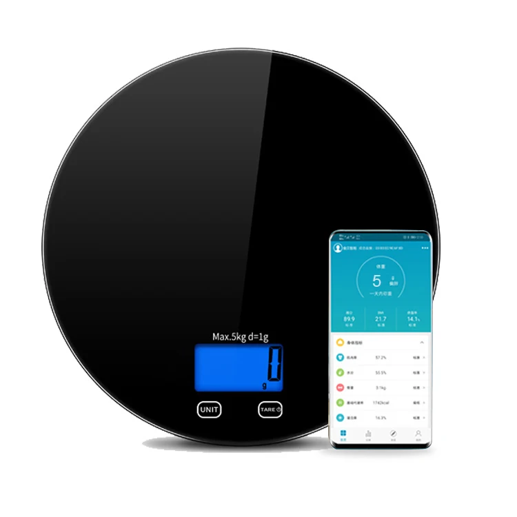 

ProCircle Waterproof Round Smart Kitchen Digital Scale With APP, Blue,black,white