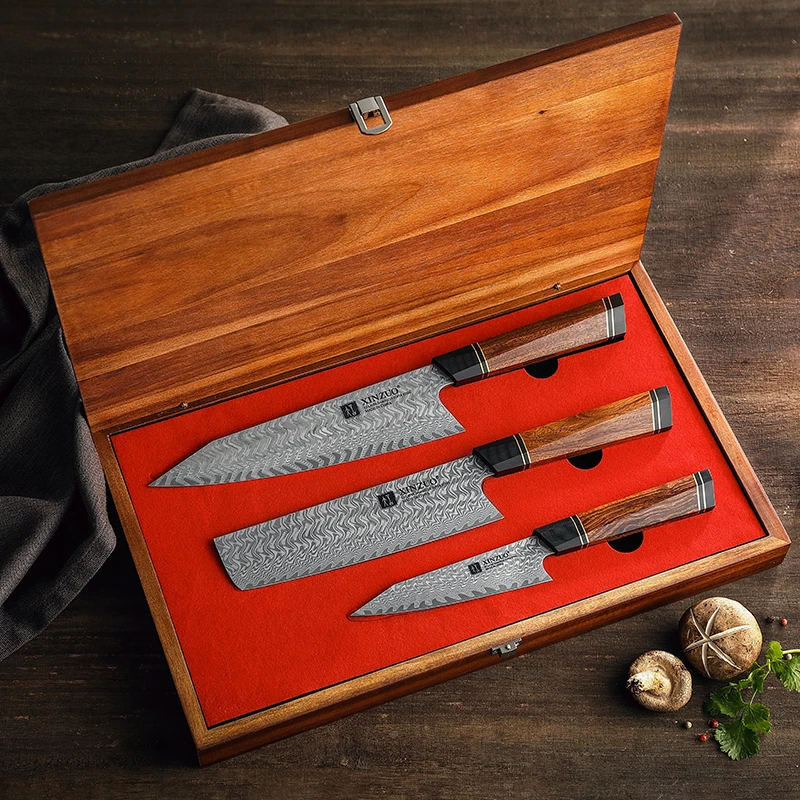 

67 Layers Damascus Steel High end Desert iron wood handle Restaurants Kitchen Sharp Chef Knife set with Wooden Box