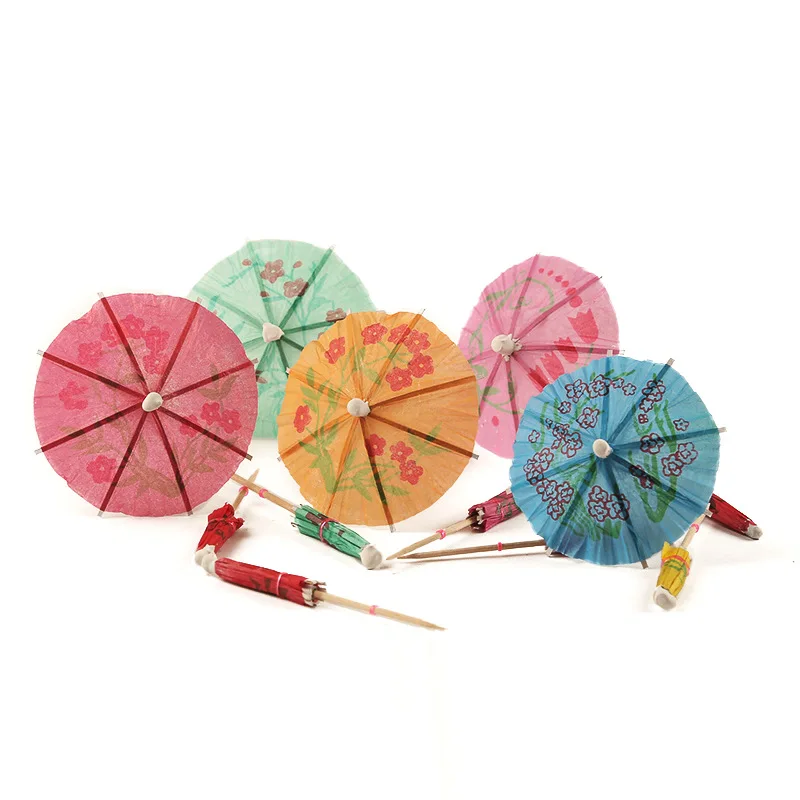 

Hensin Fancy Colorful Drinks Knot Good Quality 17g Paper Disposable Wooden Cocktail Stick Umbrella Pick For Party, Customized color