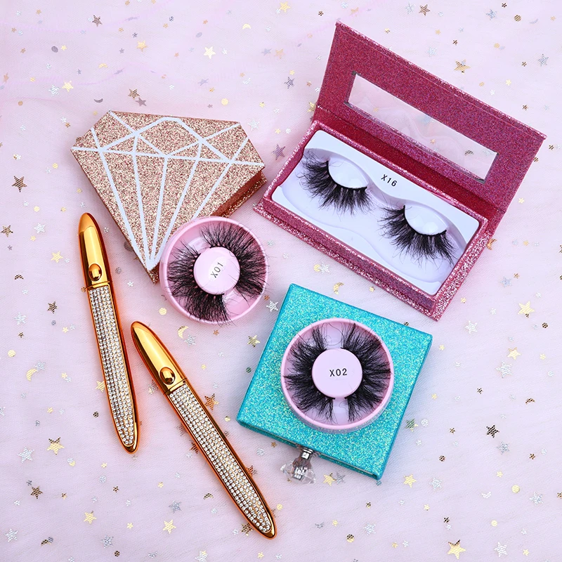 

High Quality 25mm Mink Eyelash False Eyelashes Vendor,Wholesale False Eyelash With Custom Logo and Packing Box, Black