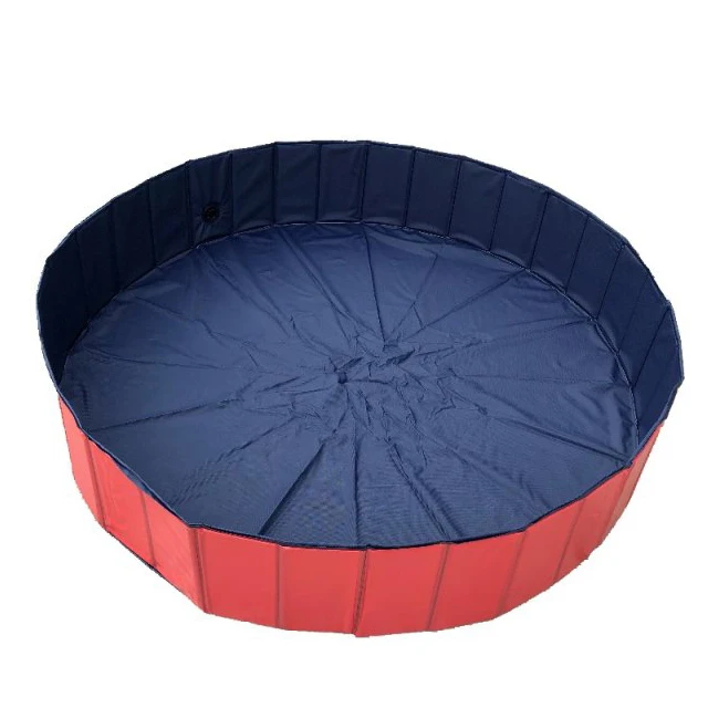 

Wholesale red blue foldable pet cat PVC bathing tub dog pools for large dogs, Red/black