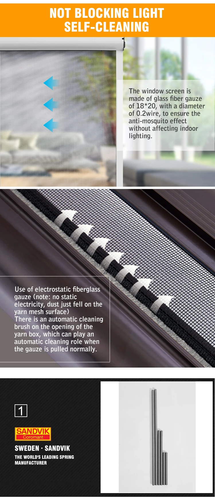Roll-up fly screen for window roller aluminum