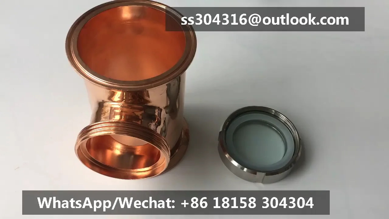 4" 6" 8" Copper Distillation Column Section With Bubble Plate Copper Sight Glass Tee For