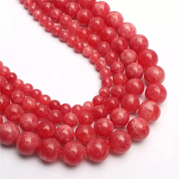 

High Grade Natural Gemstone Argentina Rhodochrosite Polished Round Beads Rhodochrosite Gemstone Loose Beads for Jewelry Making, Red