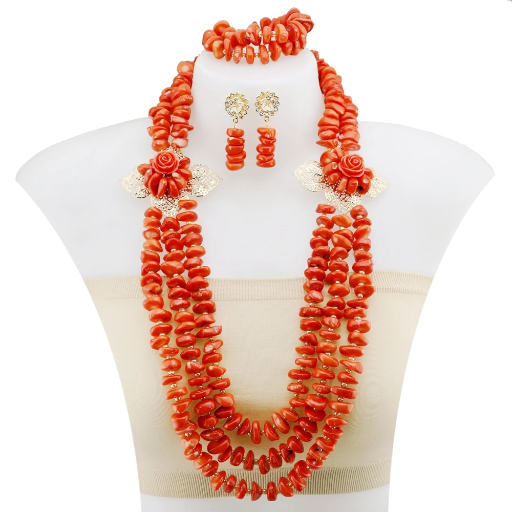 

Yulaili African Bridal Bracelet beaded Transfer Beads With Chained Jewelry Set Women Popular Style Wholesale Jewelry Sets YL3125