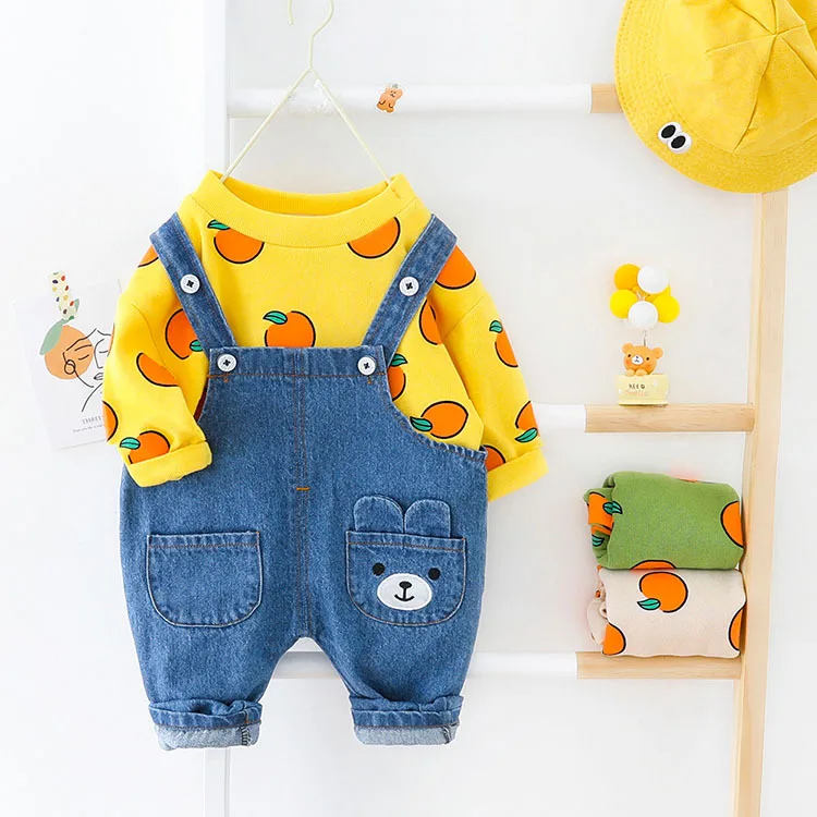 

KYB20107 2020 New kids sets fashion tops denim pants baby boys' clothing sets overalls boy set clothes