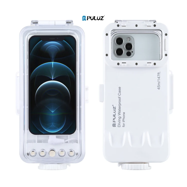 

PULUZ 45m/147ft Waterproof Diving Housing Photo Video Taking Underwater Photography Protective Cover Case for iPhone, White