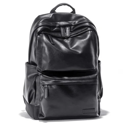 

Hot sale large fashion high school backpack leather laptop shoulder bag, Black, brown, gray