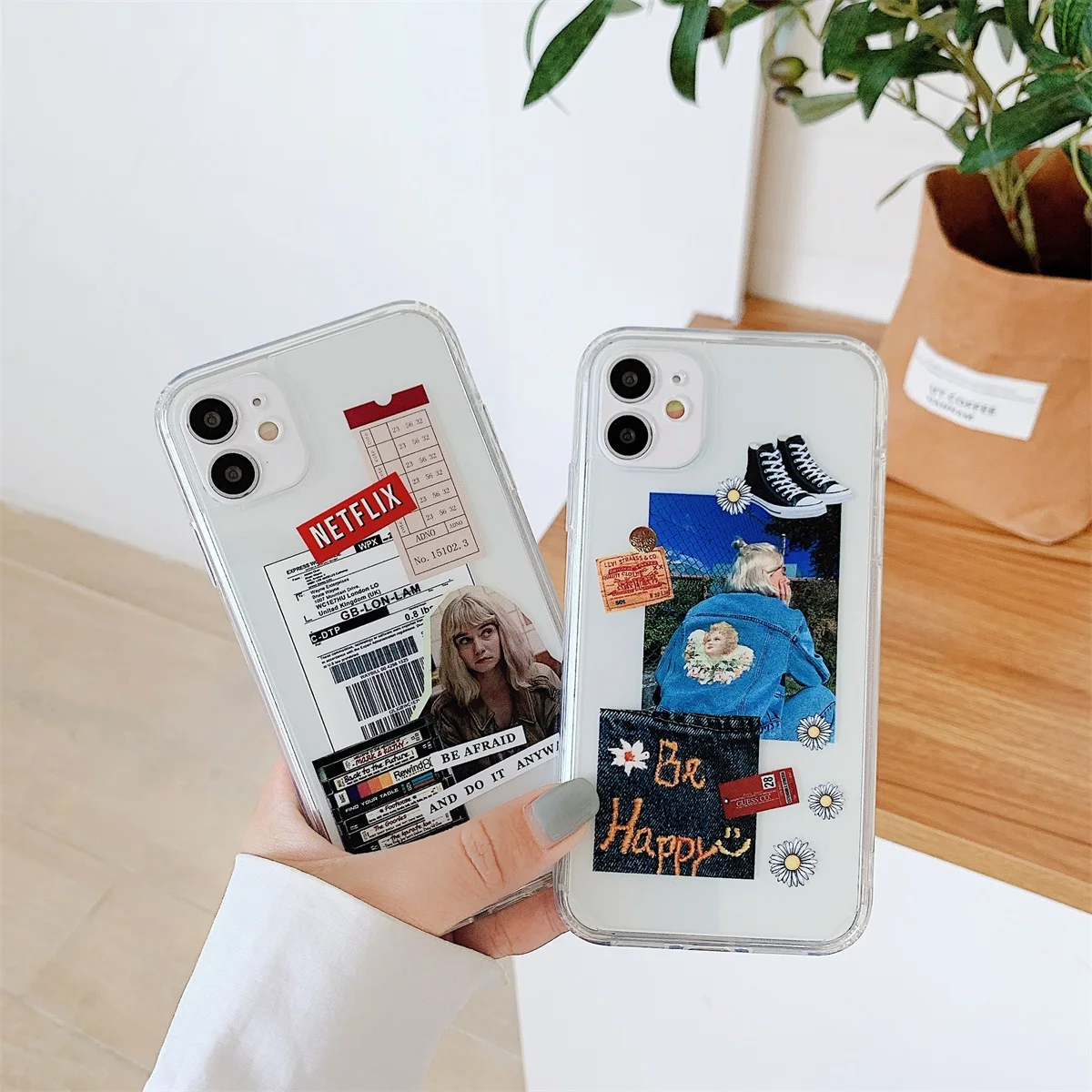 

Romantic Ins Cool Girl Phone Case For IPhone 11 12 Pro Max SE 7 8 Plus X XS XR Max Laser Soft Silicone Protect Back Cover Coque