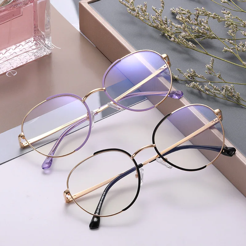 

Blue Light Blocking Glasses Optical Frames TR90 Prescription Eyeglasses Round Metal Mens Women Glasses Frame Optical, Avalaible