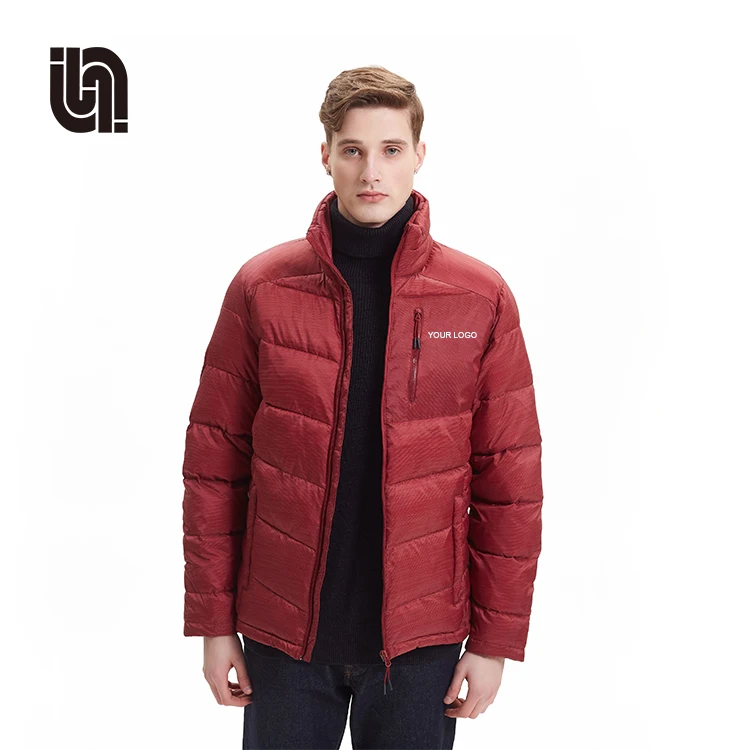 
Full Zipped Shiny Black Nylon Winter Padded Cotton Custom Puffer Down Jacket 