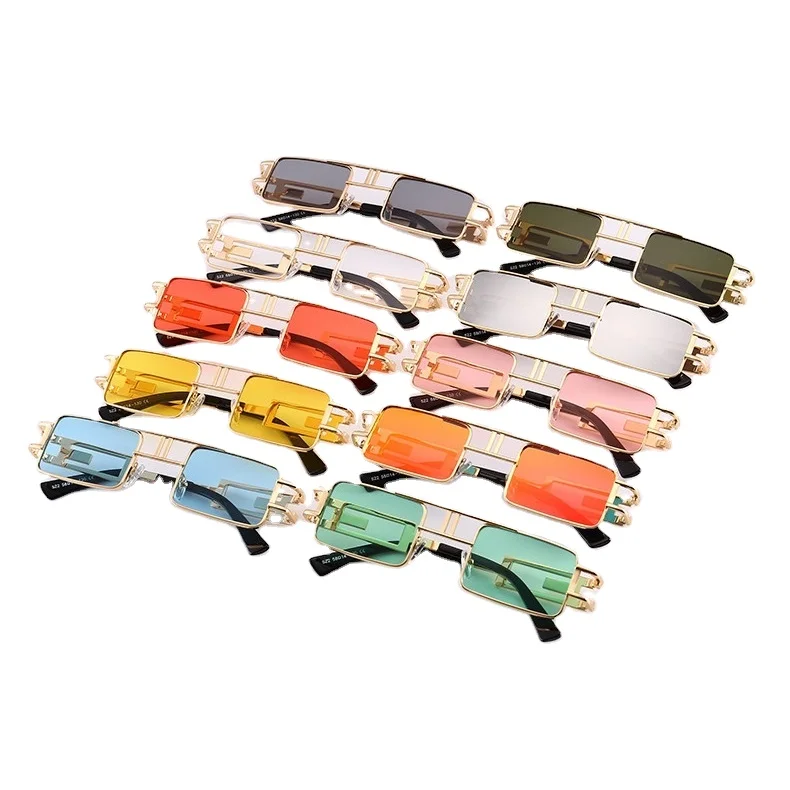 

Fashion Sunglasses Newest 2021 Gold Metal Rim Steampunk Sunglasses Square Rectangle Ocean Lens Colors Sun Glasses