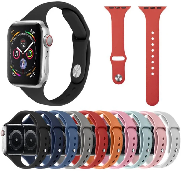 

Small Waist Silicone Strap For Apple Watch Bands Sport Pure Color Silicone Strap For iWatch Series 3/5/6/SE 40mm 44mm