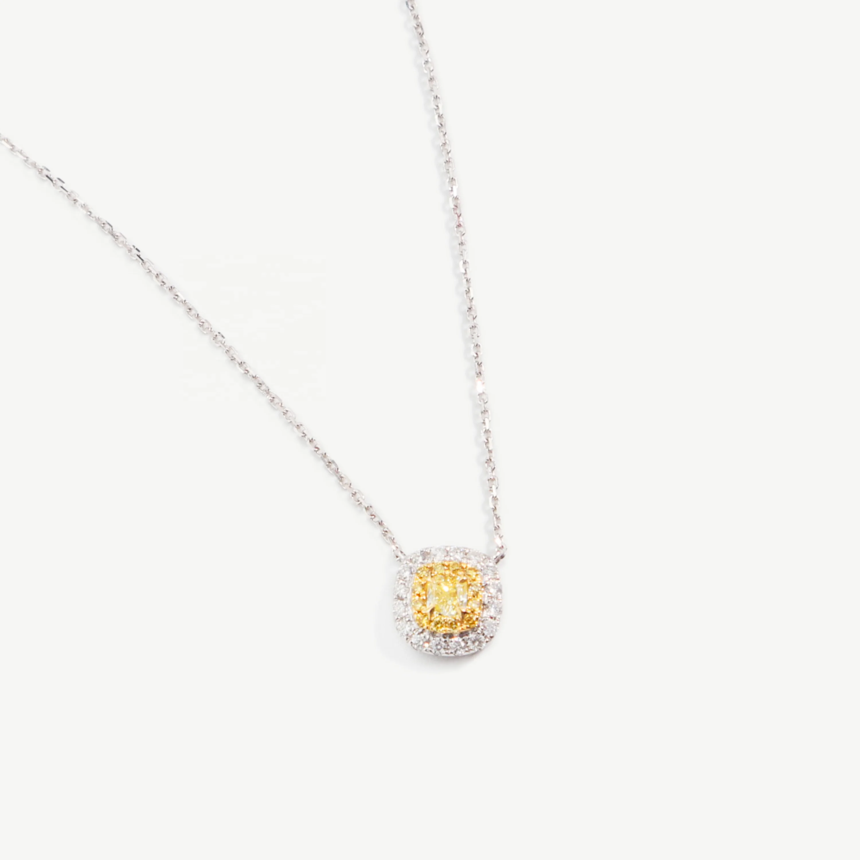 

Chris April solid gold cushion cut Fancy Yellow natural diamonds pendant chain necklaces jewellery