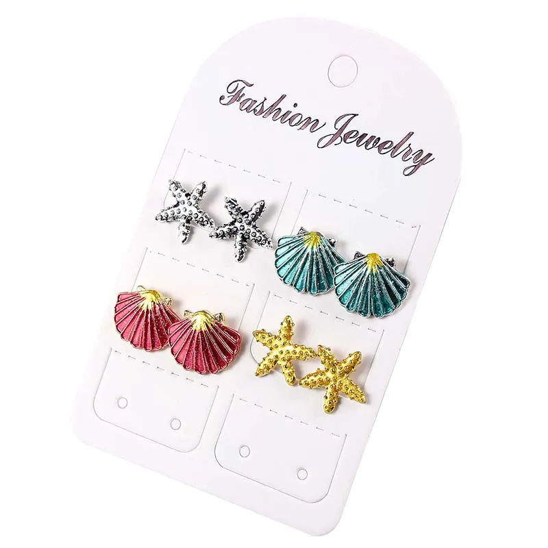 

Boho Ocean Beach Sea Earrings Set Vintage Starfish Shell Stud Earrings for Women Brincos, Colors