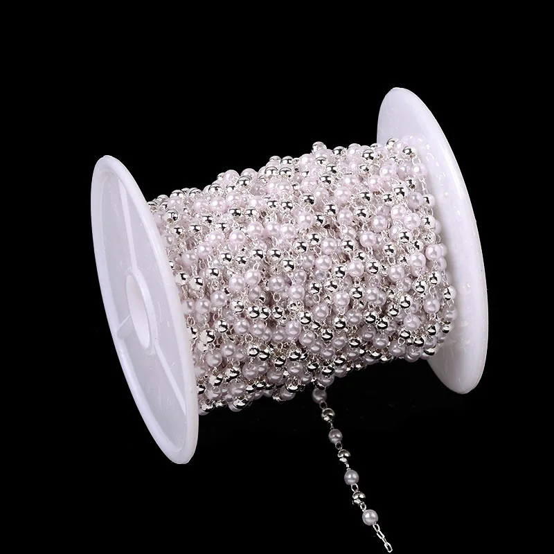 

hot sale 3mm pearl and gold link chain necklace for DIY jewelry accessories