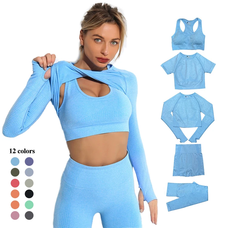 

Wholesale Fitness Yoga Wear 5PCS Seamless Workout Women Gym Sets