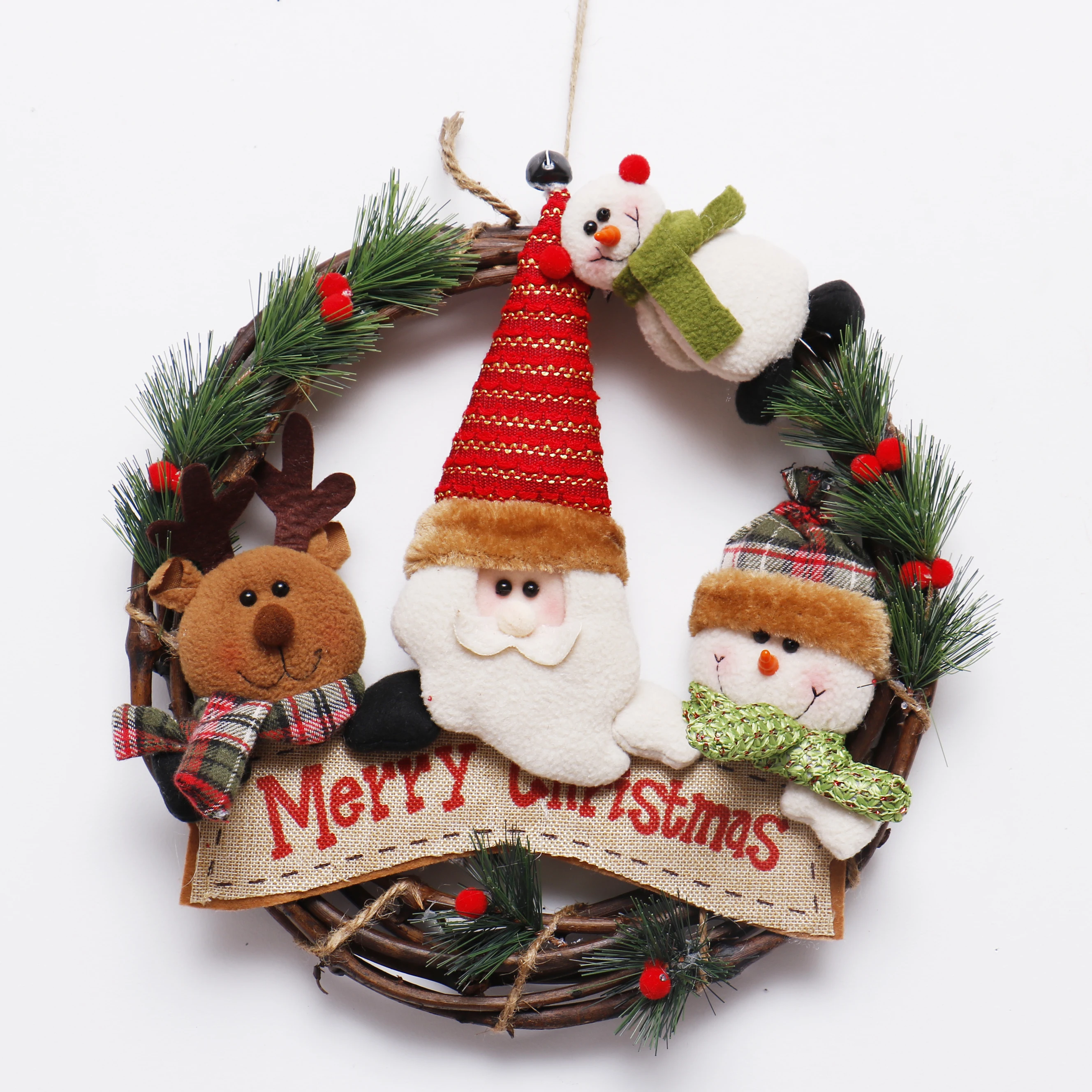 批发半个圣诞花环用于门用品保存的黄杨木圣诞花环