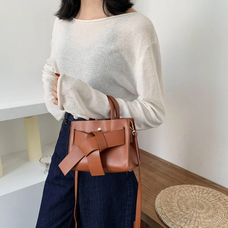 

miniWomen Messenger Bags Designer 2020 Bowknot Handbag Office Lady Elegant Top-handle Bag Qualities OL Shoulder Crossbody Bags