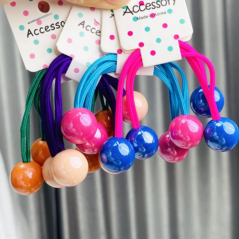 

new product wholesale sweet kids children pink blue candy ball scrunchies hair ties elastic hair band scrunchies for women