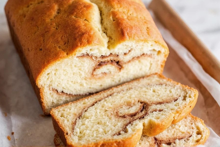 Step-by-step process showing cinnamon sugar swirl being rolled into bread dough