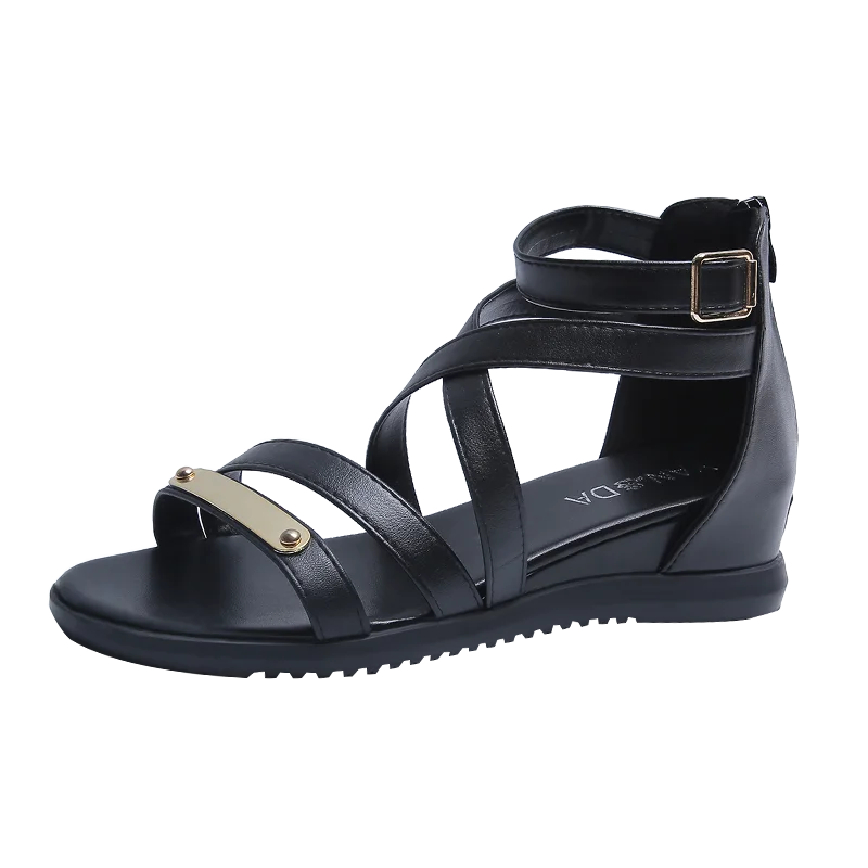 

sandal femm chaussur Women Slip on Buckle Heel Chunky PU Sandals wedges low-heeled shoe open-toe shoe schuhe zapatos-femenin