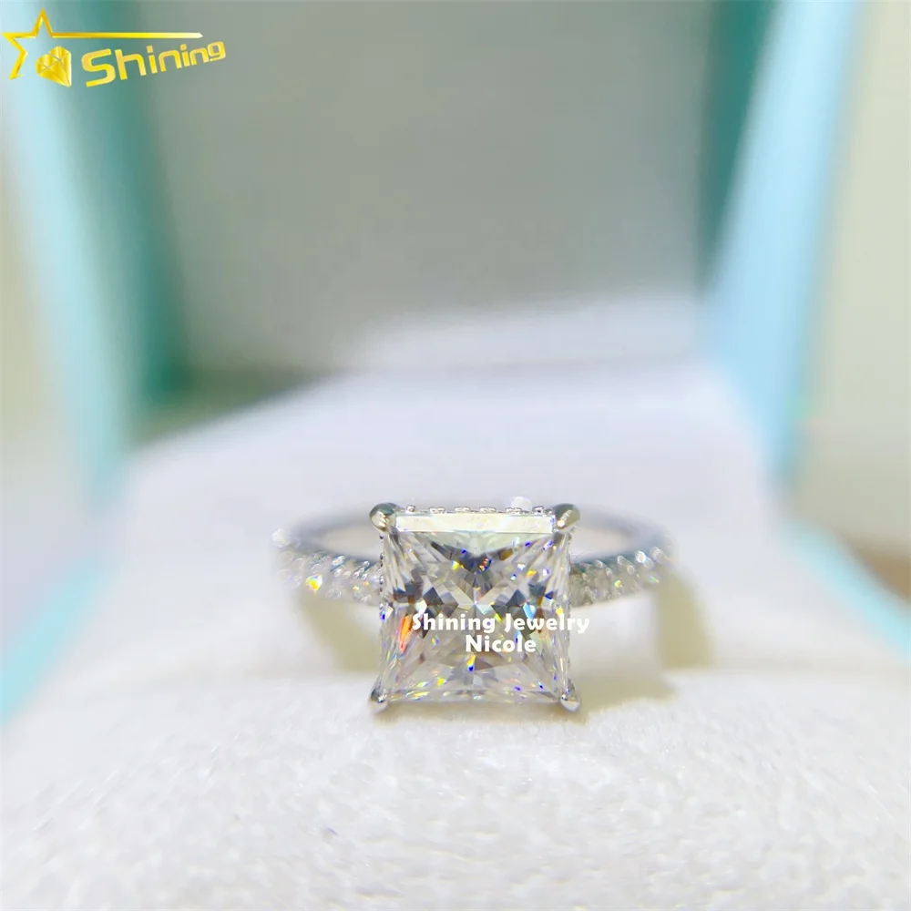 

Factory directly 18k gold engagement ring princess cut 8*8mm diamond moissanite ring