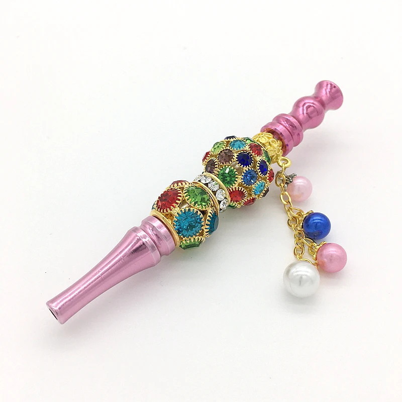 

Shisha Hookah Accessories Metal Rhinestone Nozzle Diamond Pendant Hookah Shisha Nargila Hose Interface Mouth Tips, Customised colors