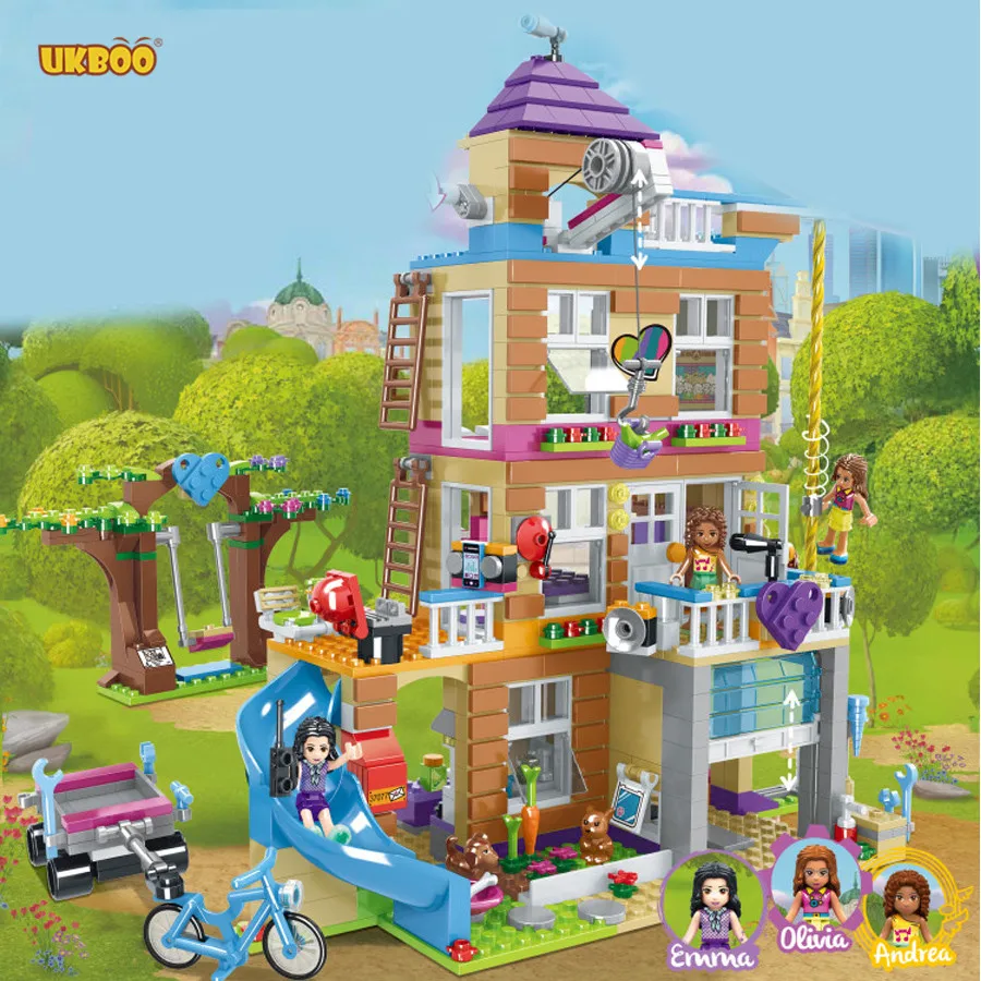 

UKBOO Free Shipping City 868 Pcs Girls Friends Kids Building Blocks Friendship Tree House Brick with Figures