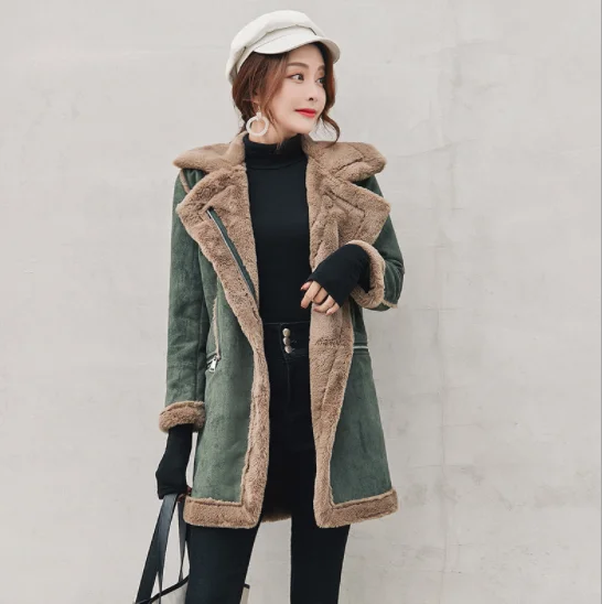 

Winter Mid-long Cotton Jackets Casual 2019 New Winter Women Zipper Jackets Deerskin Velvet Lamb Wool Thicker Cotton Coat Women