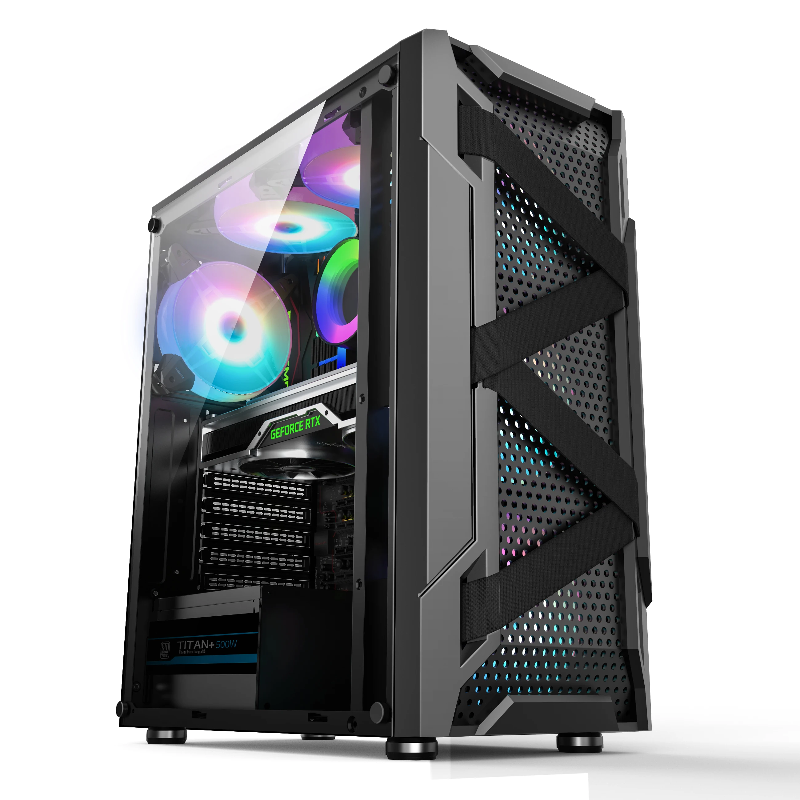 

2021 new design tempered glass ATX full tower gaming pc case High quality gamer cabinet