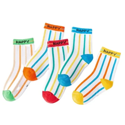 

Custom Striped Girls Socks Online Hot Selling Anti-slip High-quality Soft Breathable Colorful Cotton Kids Casual Sock for Spring, Custom color