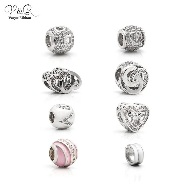 V&R Wholesale DIY joyeria 925 Sterling Silver Pendant Crystal Charm Bracelet