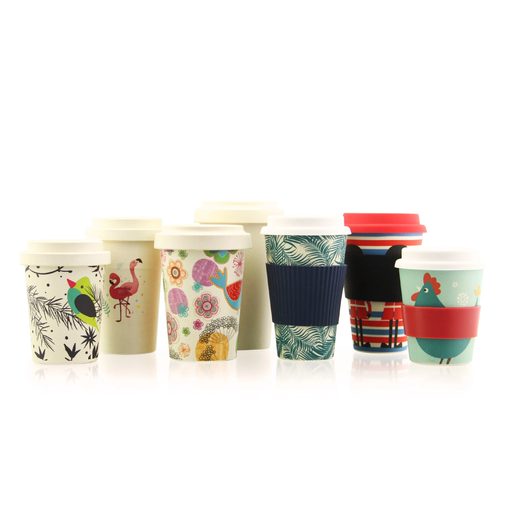 

Custom Design Food Grade BPA Free Portable Bamboo Fiber Travel Coffee Mugs Cups with Logo and Bamboo Lid, Customized color