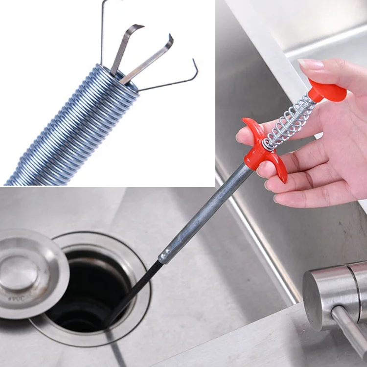 

Household Hair Catcher Sewer Sink Tub Dredge Remover Spring Pipe Cleaning Tool Drain Clog Cleaner