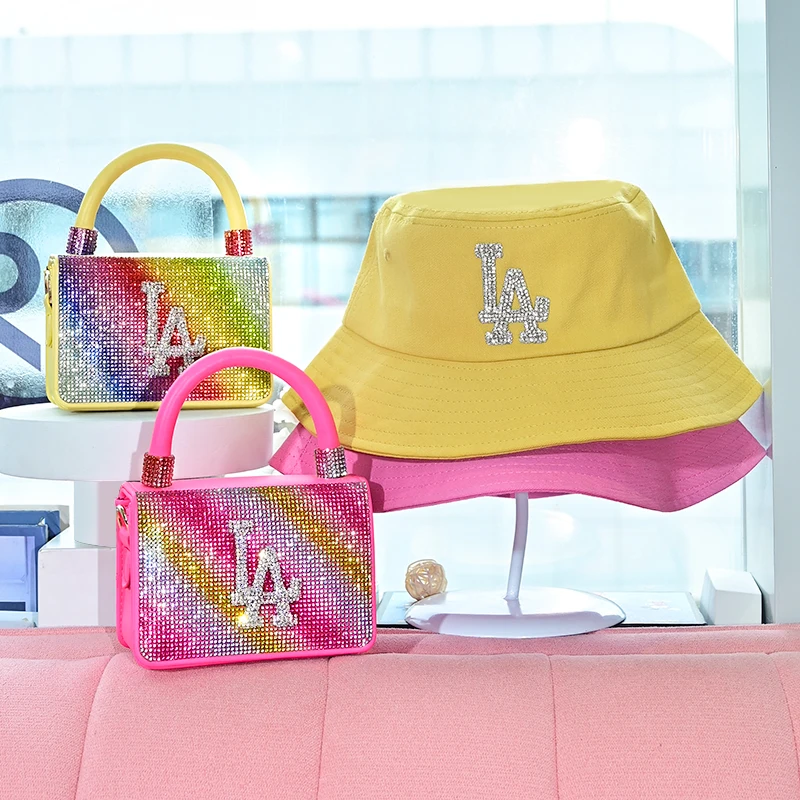 

New ny la bling bucket hat and purse set designer women hand bags lady handbags for women luxury